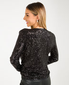 Full Sleeve Sequin Open Jacket Black