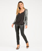 Full Sleeve Sequin Open Jacket Silver