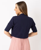 Half Sleeve Tailored Open Occasion Shrug Navy