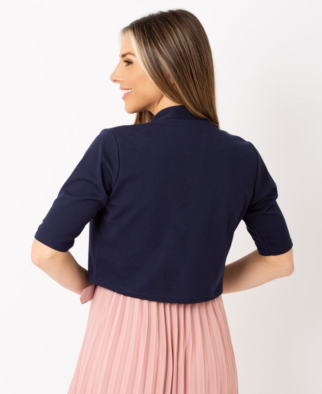 Half Sleeve Tailored Open Occasion Shrug Navy