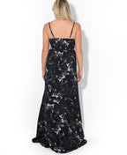 Slit Front Floral Maxi Dress Navy