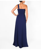 One Shoulder Chiffon Maxi Bridesmaid Dress Navy