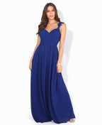 Flower Shoulder Chiffon Maxi Dress Royal Blue