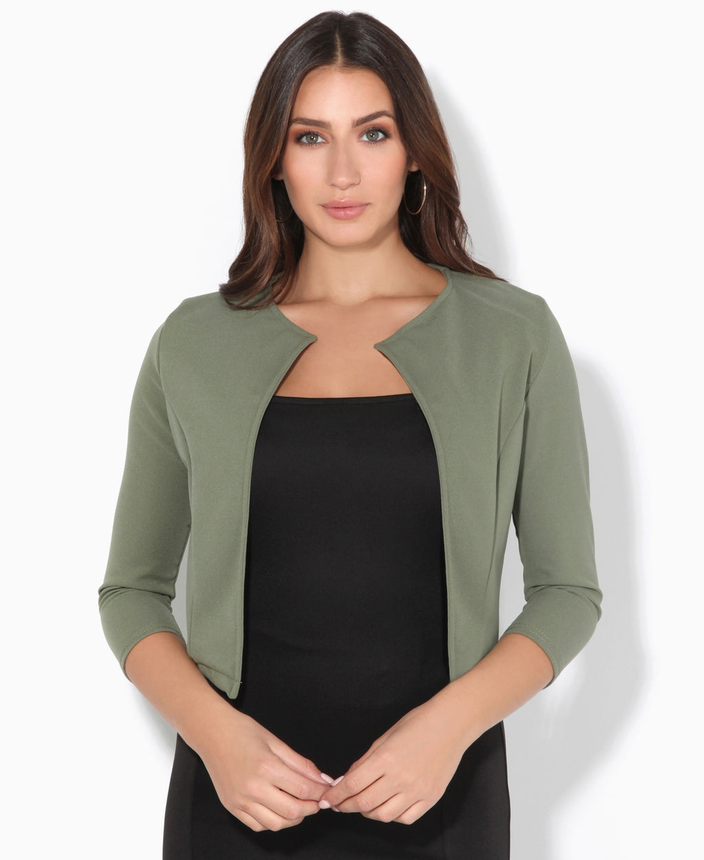 Cropped Open Party Shrug Khaki