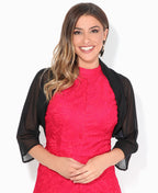 Ruched Back Chiffon Shrug Black