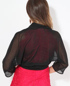 Ruched Back Chiffon Shrug Black