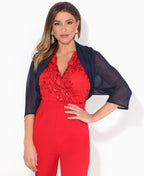 Ruched Back Chiffon Shrug Navy