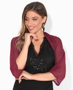 Ruched Back Chiffon Shrug Wine