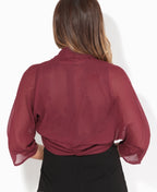 Ruched Back Chiffon Shrug Wine