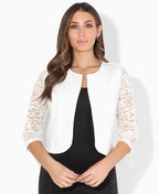 Lace Sleeve Cropped Evening Shrug Cream