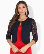 Lace Sleeve Cropped Evening Shrug Navy