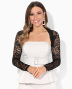 Lace Cropped Evening Shrug Black
