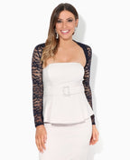 Lace Cropped Evening Shrug Navy