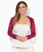Lace Cropped Evening Shrug Wine