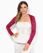 Lace Cropped Evening Shrug Wine