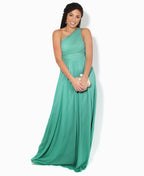 One Shoulder Chiffon Maxi Bridesmaid Dress Turquoise