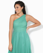 One Shoulder Chiffon Maxi Bridesmaid Dress Turquoise