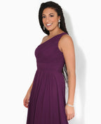 One Shoulder Chiffon Maxi Bridesmaid Dress Aubergine
