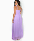 Pleated Front Chiffon Maxi Dress Lilac