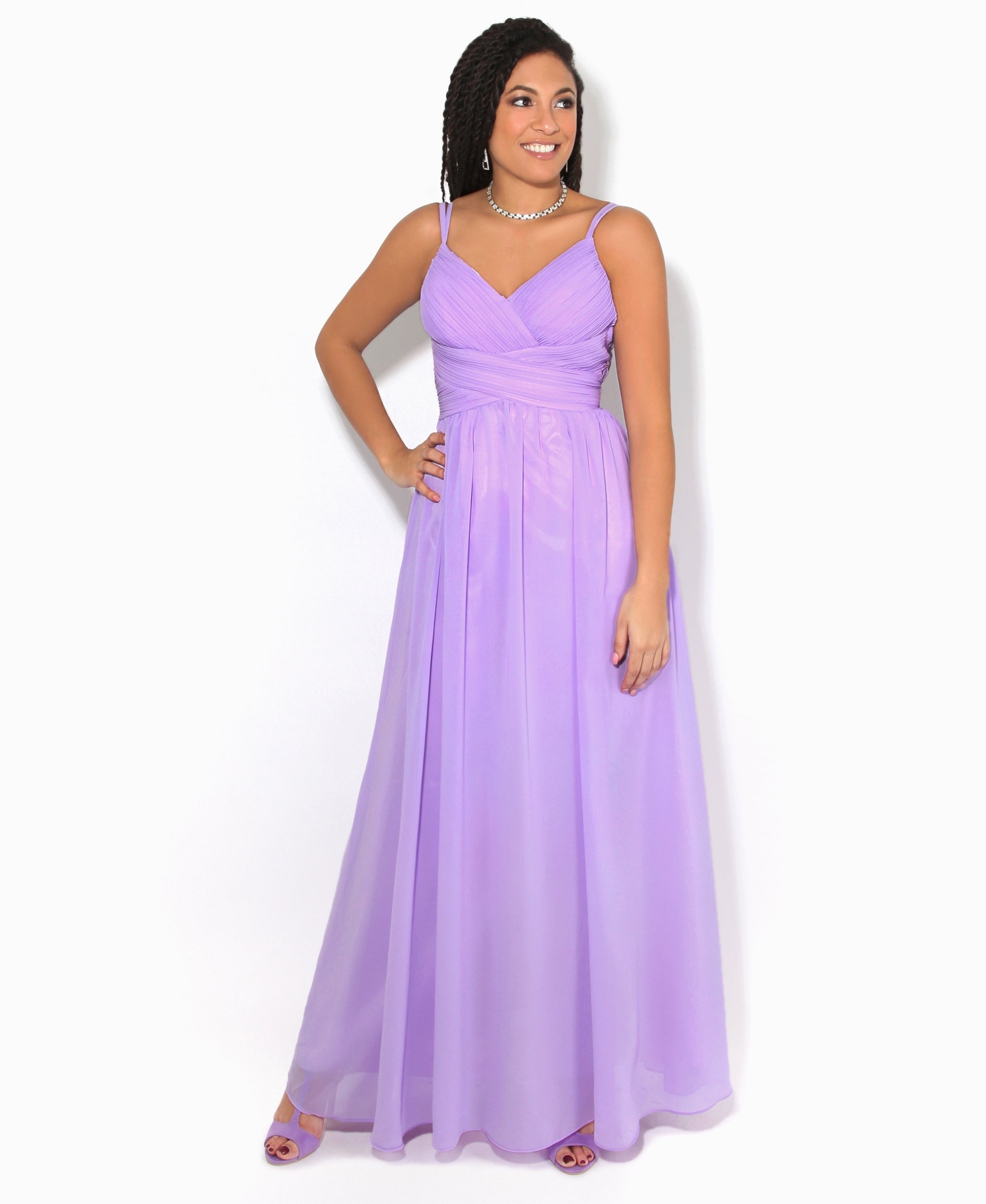 Strappy Crochet Back Chiffon Maxi Dress Lilac