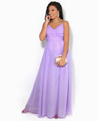 Strappy Crochet Back Chiffon Maxi Dress Lilac