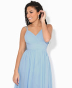 Strappy Crochet Back Chiffon Maxi Dress Aqua