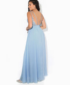 Strappy Crochet Back Chiffon Maxi Dress Aqua