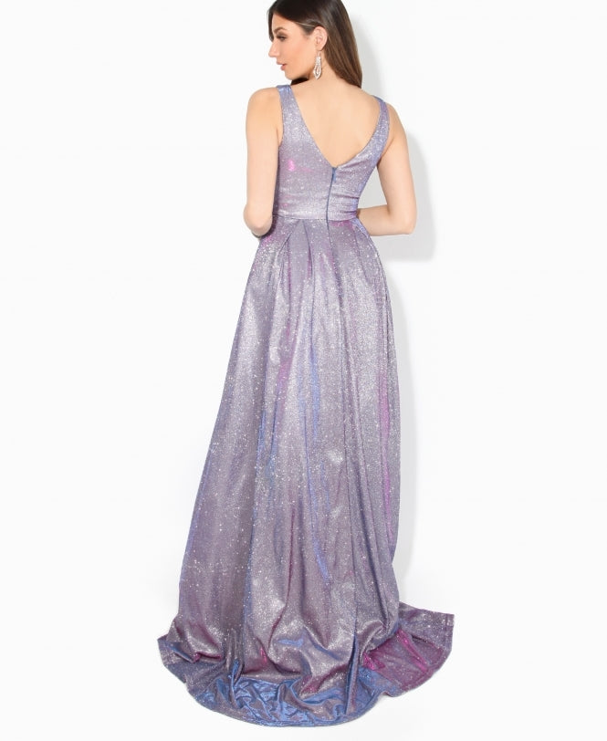 Glitter Effect Sleeveless Maxi Dress Navy