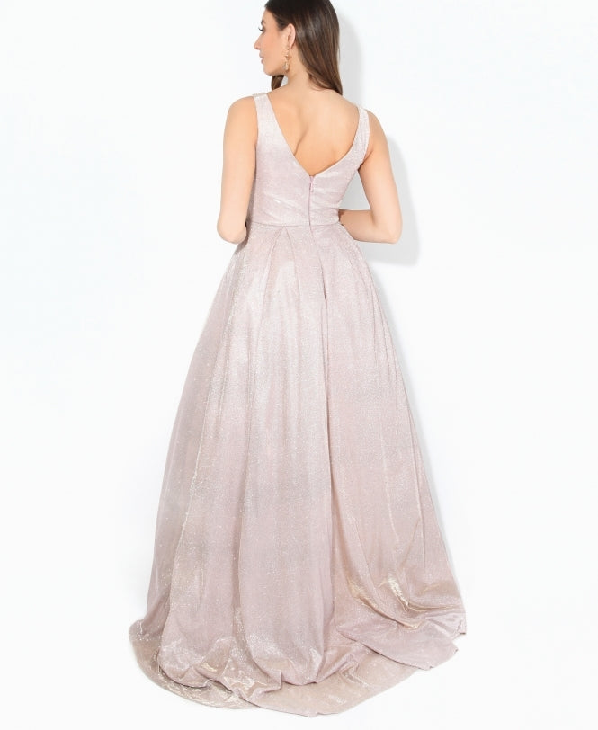 Glitter Effect Sleeveless Maxi Dress Pink