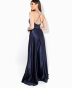 Satin Strappy Evening Maxi Dress Navy