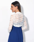 Lace Cropped Evening Shrug Cream