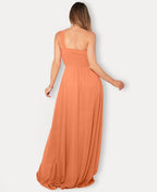 One Shoulder Chiffon Maxi Bridesmaid Dress Burnt Orange