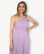 One Shoulder Chiffon Maxi Bridesmaid Dress Lavender Purple