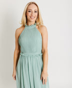 Ruffle Halter Neck Chiffon Maxi Dress Apple Green