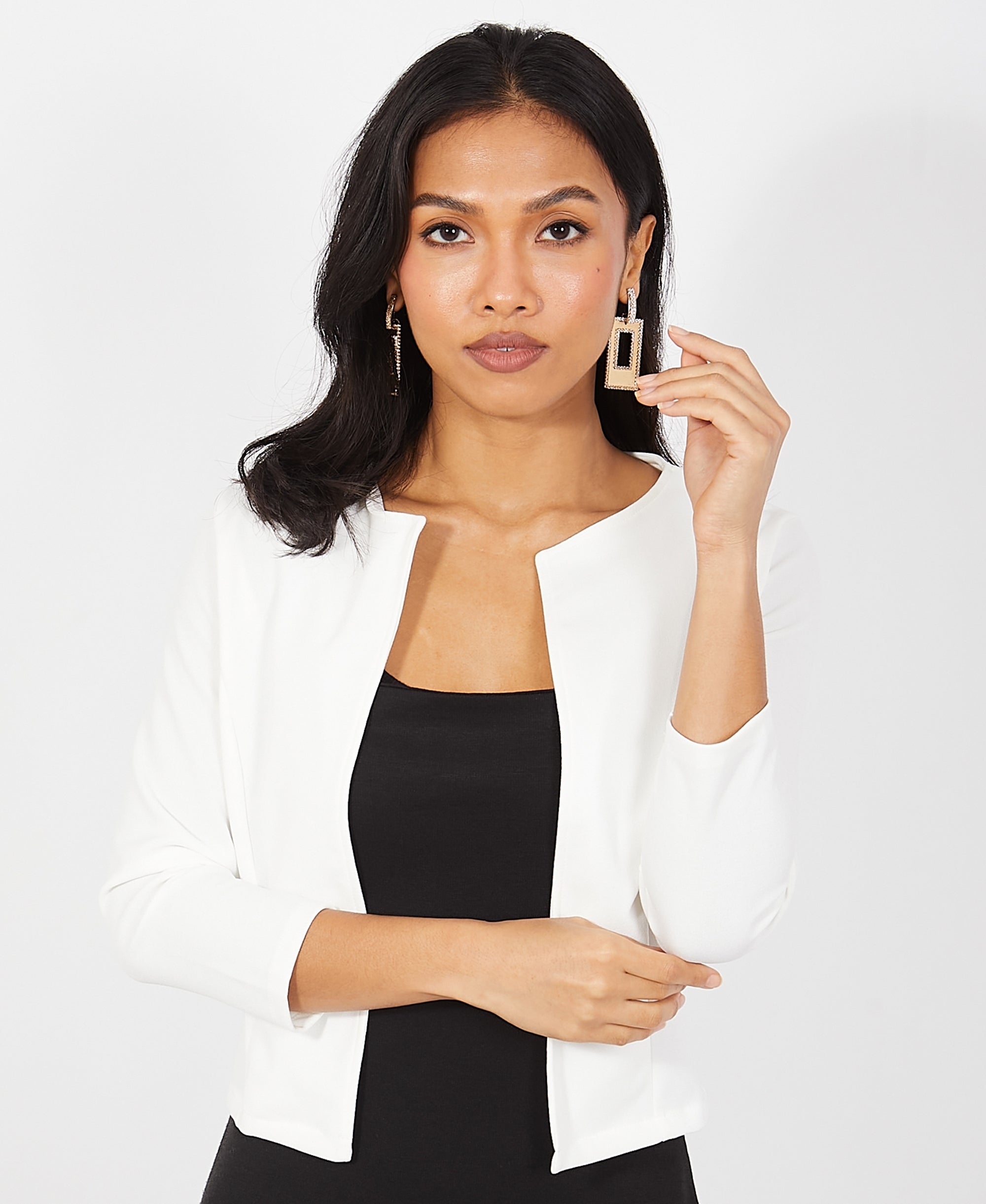 Cropped Open Party Shrug White