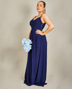 Strappy Crochet Back Chiffon Maxi Dress Navy