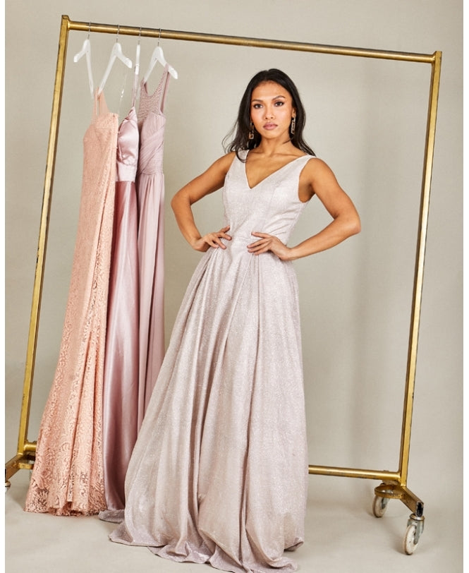 Glitter Effect Sleeveless Maxi Dress Pink