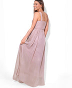 One Shoulder Chiffon Maxi Bridesmaid Dress Taupe