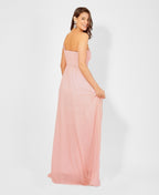 One Shoulder Chiffon Maxi Bridesmaid Dress Pink