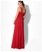 One Shoulder Chiffon Maxi Bridesmaid Dress Red