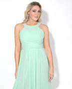 Pleated Front Chiffon Maxi Dress Mint