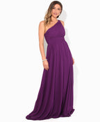 One Shoulder Chiffon Maxi Bridesmaid Dress Purple