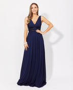 Crochet Waist V-Neck Occasion Maxi Dress Navy