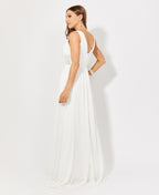 Crochet Waist V-Neck Occasion Maxi Dress White