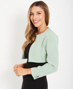 Bow Back Cropped Evening Shrug Sage Green