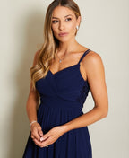 Strappy Crochet Back Chiffon Maxi Dress Navy