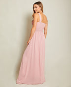 Gem & Mesh Front Chiffon Maxi Dress Dark Pink