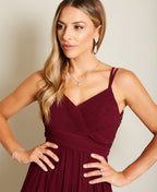 Strappy Crochet Back Chiffon Maxi Dress Wine