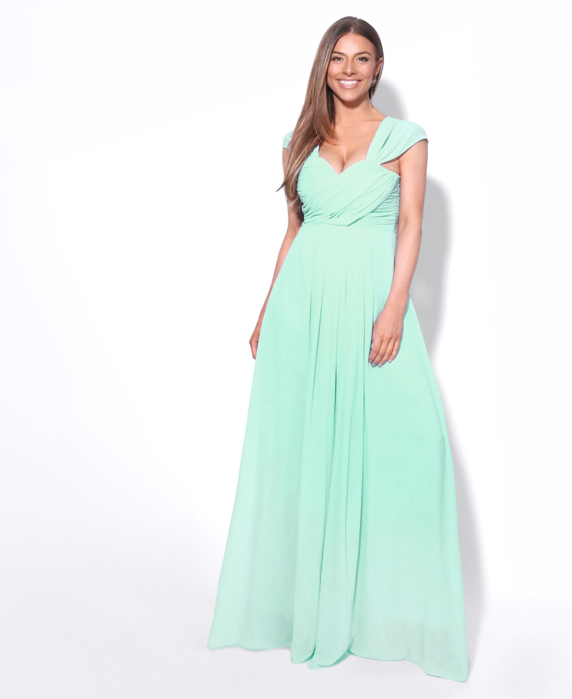 Cap Sleeve Off Shoulder Bridesmaid Dress Mint