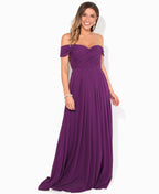 Cap Sleeve Off Shoulder Bridesmaid Dress Purple